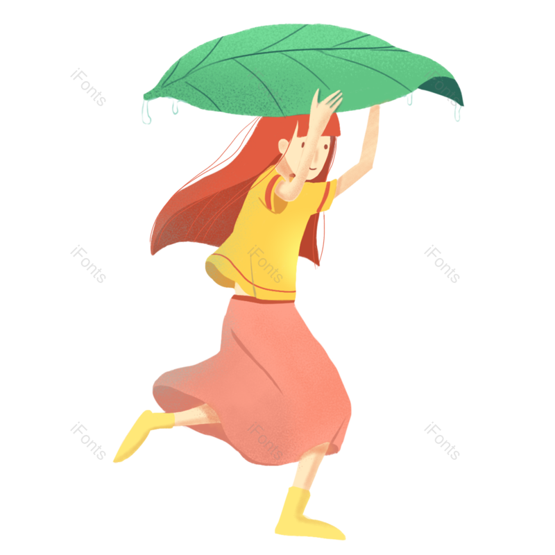 奔跑图片,卡通人物元素,女生PNG,少女免抠素材